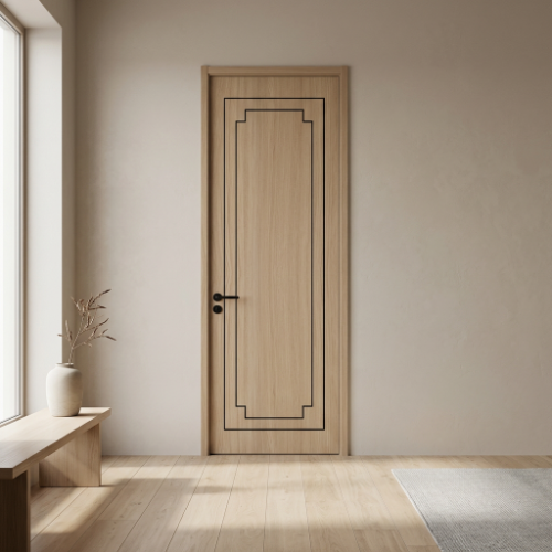 Modern Internal Wooden Door in a Minimalist Living Room